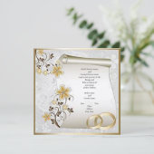 Faire-part de mariage de défilement de fleurs (Debout devant)
