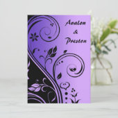 Faire-part de mariage de défilement de fleurs viol (Debout devant)