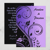 Faire-part de mariage de défilement de fleurs viol (Devant / Derrière)