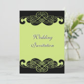 Faire-part de mariage de défilement vert noir et p (Debout devant)