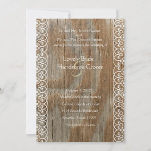 Faire-part de mariage de dentelle de bois