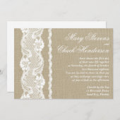 Faire-part de mariage de dentelle de Burlap (Devant / Derrière)