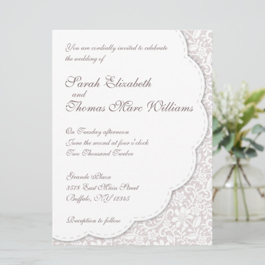 Faire-part de mariage de dentelle décorative (Debout devant)