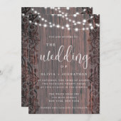 Faire-part de mariage de dentelle en bois rustique (Devant / Derrière)