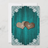 Faire-part de mariage de dentelle en bois Turquois (Dos)
