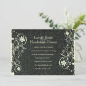 Faire-part de mariage de dentelle en cuir noir (Debout devant)