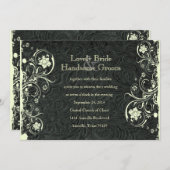 Faire-part de mariage de dentelle en cuir noir (Devant / Derrière)