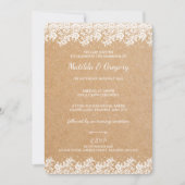 Faire-part de mariage de dentelle florale Kraft vi (Devant)