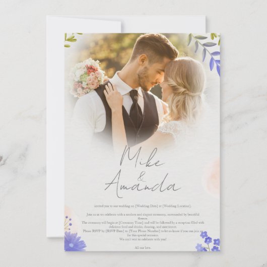 Faire-part de mariage de dentelle florale moderne (Devant)