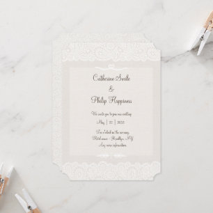 Faire-part de mariage de dentelle minimaliste