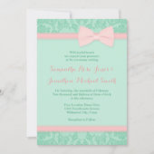 Faire-part de mariage de dentelle rose (Devant)