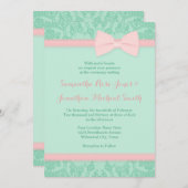 Faire-part de mariage de dentelle rose (Devant / Derrière)