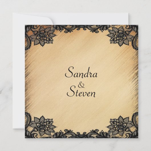 Faire-part de mariage de dentelle rustique (Dos)