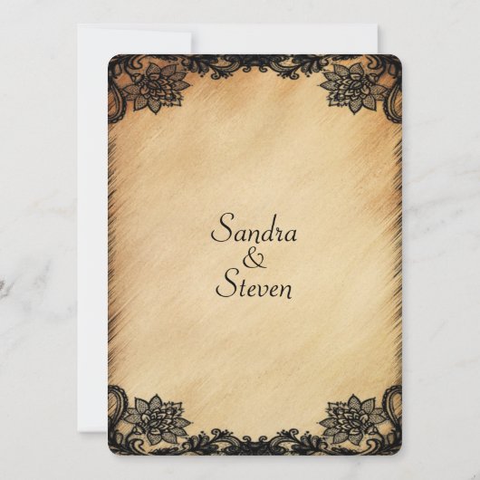 Faire-part de mariage de dentelle rustique (Dos)