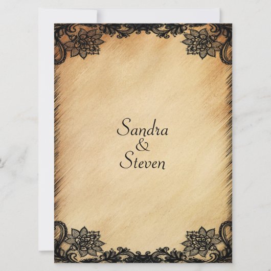 Faire-part de mariage de dentelle rustique (Dos)