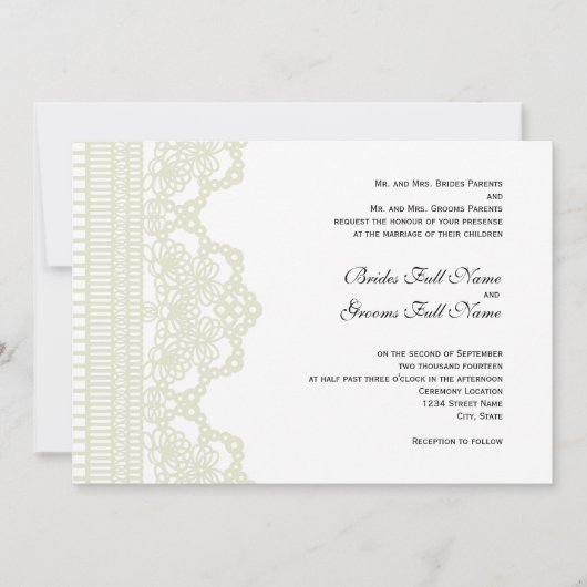 faire-part de mariage de dentelle tachée (Devant)