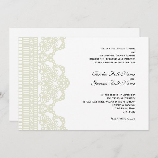 faire-part de mariage de dentelle tachée (Devant / Derrière)