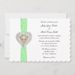 Faire-part de mariage de dentelle verte Unicorne