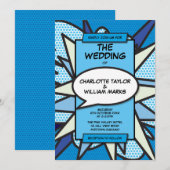 Faire-part de mariage de designer de bande dessiné (Devant / Derrière)