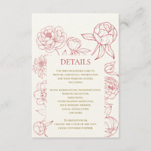 Faire-part de mariage de dessin de ligne de pivoin