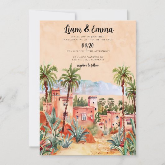 Faire-part de mariage de destination au Maroc (Devant)