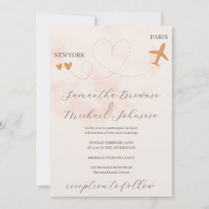 Faire-part de mariage de destination avec avion