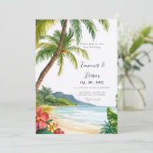 Faire-part de mariage de destination de plage à Ma (Debout devant)
