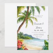 Faire-part de mariage de destination de plage à Ma (Devant / Derrière)