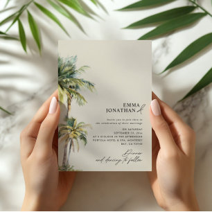 Faire-part de mariage de destination palmier à l'a