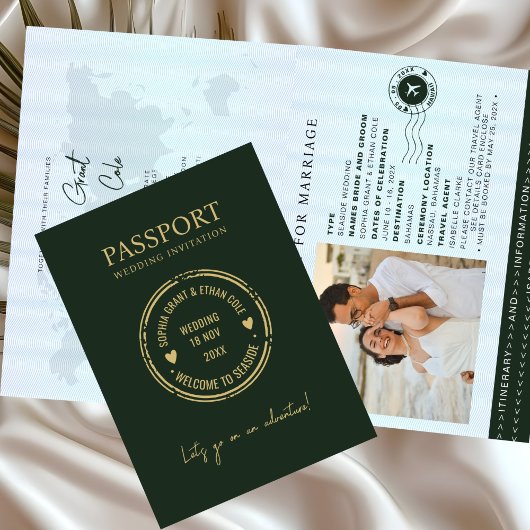 Faire-part de mariage de destination Passeport Ver