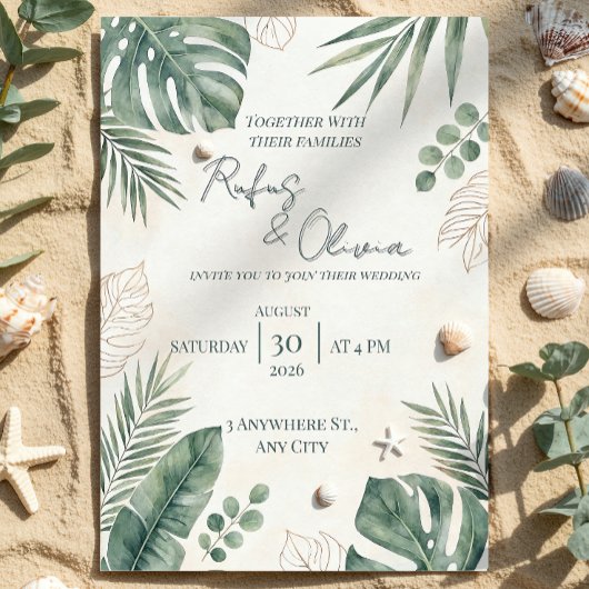 Faire-part de mariage de destination tropicale | F