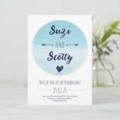 Faire-part de mariage de devis d'été Blue Ocean (Debout devant)