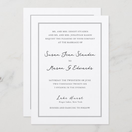 Faire-part de mariage de devis personnalisé de scr (Devant / Derrière)