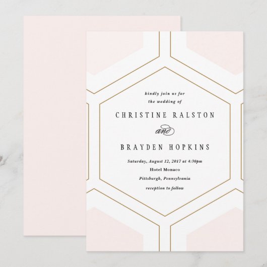 Faire-part de mariage de diamant géométrique Art d (Devant / Derrière)