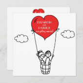 Faire-part de mariage de Doodle Heart Hot Air Ball (Devant / Derrière)