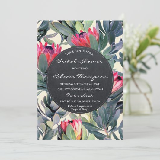 Faire-part de mariage de douche tropicale feuille (Debout devant)