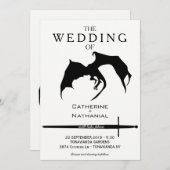 Faire-part de mariage de dragon médiéval minimalis (Devant / Derrière)