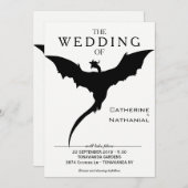 Faire-part de mariage de dragon médiéval minimalis (Devant / Derrière)