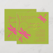 Faire-part de mariage de dragon vert et rose (Devant / Derrière)