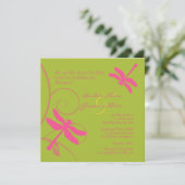 Faire-part de mariage de dragon vert et rose (Debout devant)