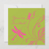 Faire-part de mariage de dragon vert et rose (Dos)