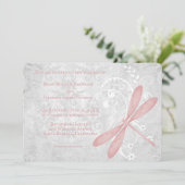 Faire-part de mariage de dragonette rose (Debout devant)