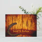 Faire-part de mariage de fer à cheval rustique (Debout devant)