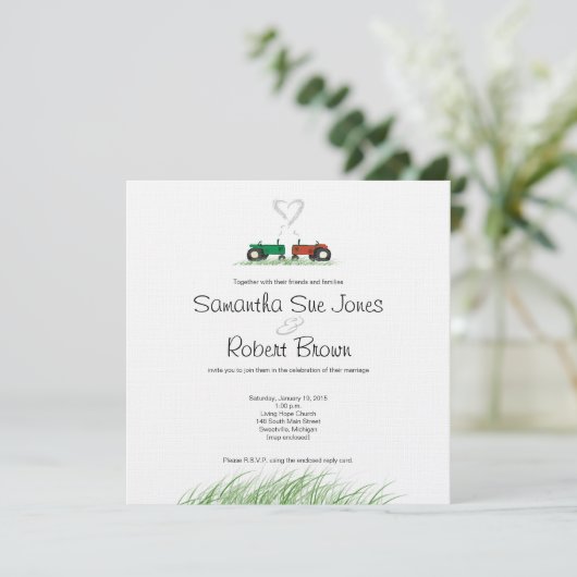 Faire-part de mariage de ferme d'été (Debout devant)