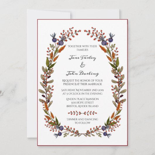 Faire-part de mariage de feuillage d'automne (Devant)