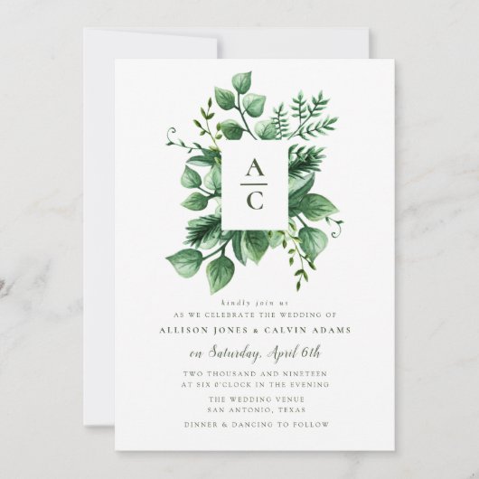 Faire-part de mariage de feuillage d'été (Devant)