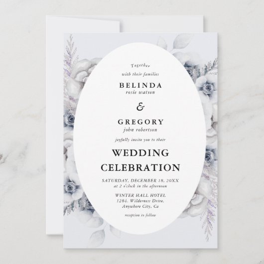 Faire-part de mariage de feuillage d'hiver botaniq (Devant)