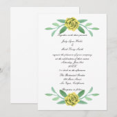 Faire-part de mariage de feuillage fleuri jaune (Devant / Derrière)