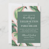 Faire-part de mariage de feuillage tropical rose e (Devant)