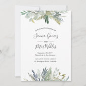 Faire-part de mariage de feuillage vert (Devant)